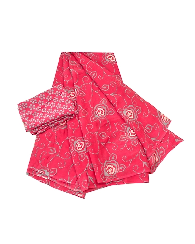 Sanskriti Vintage Red Sarees Pure Georgette Silk Printed Blouse Pc Sari Fabric, PRG-9520-Red-Printed Floral Design-Pure Georgette Silk-2