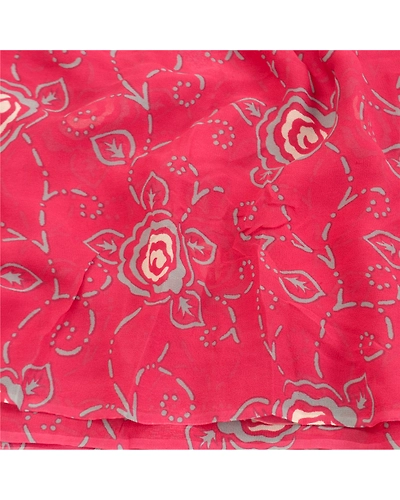 Sanskriti Vintage Red Sarees Pure Georgette Silk Printed Blouse Pc Sari Fabric, PRG-9520-Red-Printed Floral Design-Pure Georgette Silk-6
