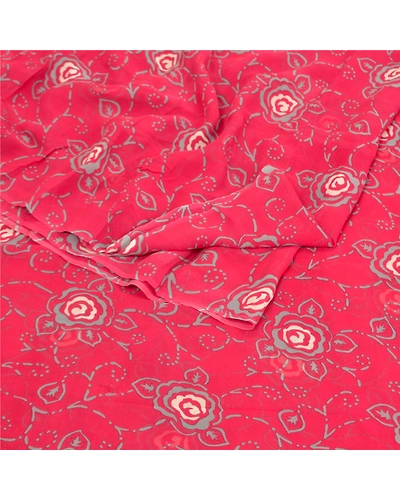 Sanskriti Vintage Red Sarees Pure Georgette Silk Printed Blouse Pc Sari Fabric, PRG-9520-Red-Printed Floral Design-Pure Georgette Silk-7