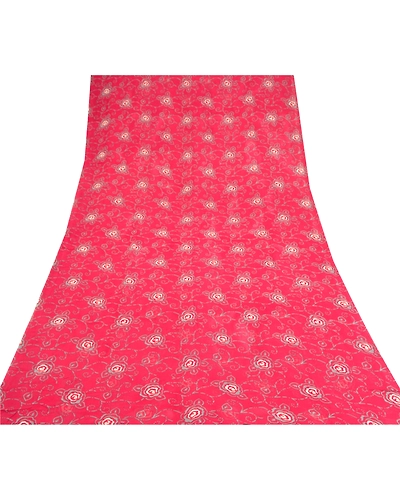 Sanskriti Vintage Red Sarees Pure Georgette Silk Printed Blouse Pc Sari Fabric, PRG-9520-Red-Printed Floral Design-Pure Georgette Silk-8