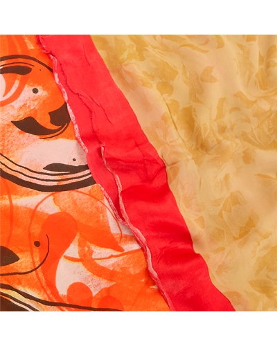 Sanskriti Vintage Sarees Brown Blend Georgette Sari Printed Soft Craft Fabric, PRG-9602-Brown-Printed Floral Design-Blend Georgette-1