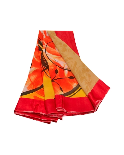 Sanskriti Vintage Sarees Brown Blend Georgette Sari Printed Soft Craft Fabric, PRG-9602-Brown-Printed Floral Design-Blend Georgette-2