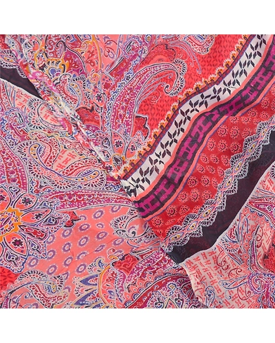 Sanskriti Vintage Sarees Red Blend Georgette Sari Printed Soft 5Yd Craft Fabric, PRG-9603-Red-Printed Floral Design-Blend Georgette-1