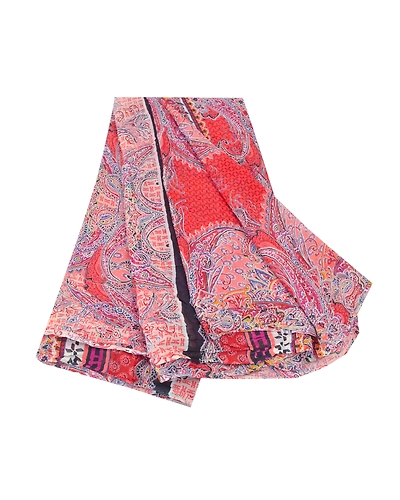Sanskriti Vintage Sarees Red Blend Georgette Sari Printed Soft 5Yd Craft Fabric, PRG-9603-Red-Printed Floral Design-Blend Georgette-2