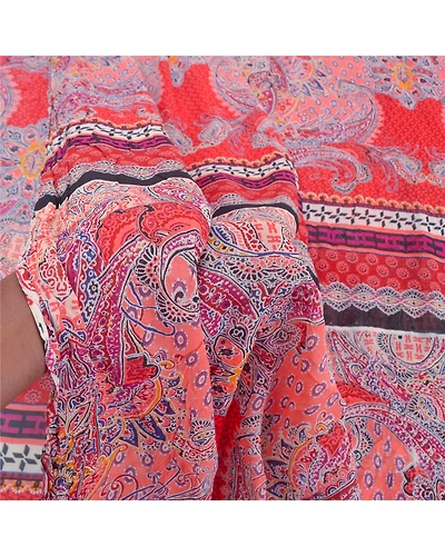 Sanskriti Vintage Sarees Red Blend Georgette Sari Printed Soft 5Yd Craft Fabric, PRG-9603-Red-Printed Floral Design-Blend Georgette-4