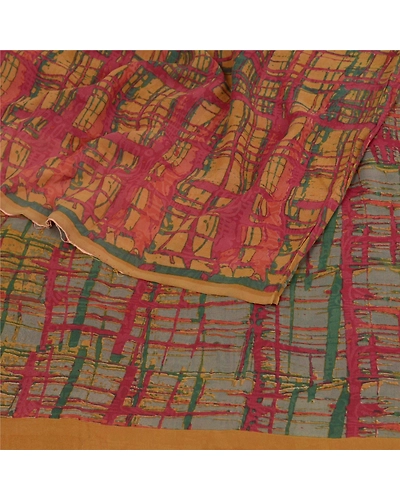 Sanskriti Vintage Indian Sarees Pure Georgette Silk Prined Sari 5Yd Craft Fabric, PRG-9675-Multi-Printed Floral Design-Pure Georgette Silk-9