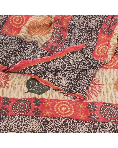 Sanskriti Vintage Black Sarees Blend Georgette Prined Sari Soft 5Yd Craft Fabric, PRG-9679-Black-Printed Floral Design-Blend Georgette-7