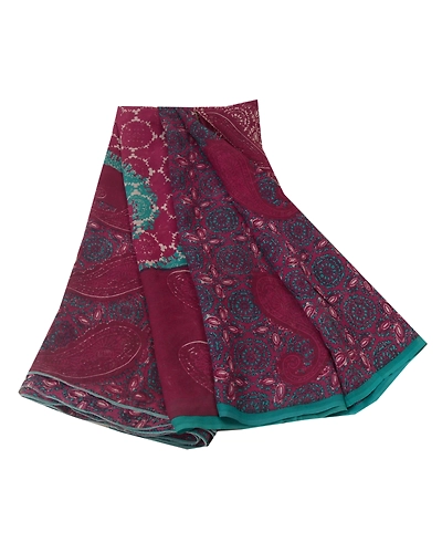 Sanskriti Vintage Purple Sarees Pure Georgette Silk Printed Sari Craft Fabric, PRG-9738-Purple-Printed Floral Design-Pure Georgette Silk-2