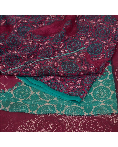 Sanskriti Vintage Purple Sarees Pure Georgette Silk Printed Sari Craft Fabric, PRG-9738-Purple-Printed Floral Design-Pure Georgette Silk-8