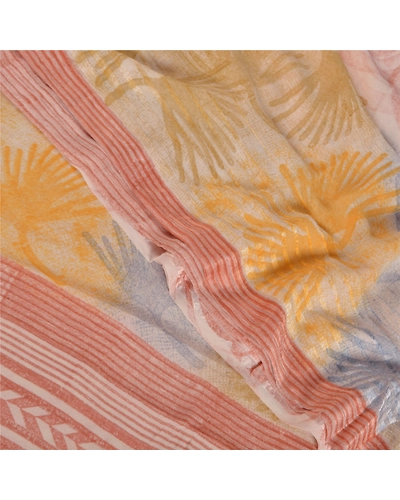 Sanskriti Vintage Pink Sarees Pure Georgette Silk Printed Sari 5Yd Craft Fabric, PRG-9765-Pink-Printed Floral Design-Pure Georgette Silk-1