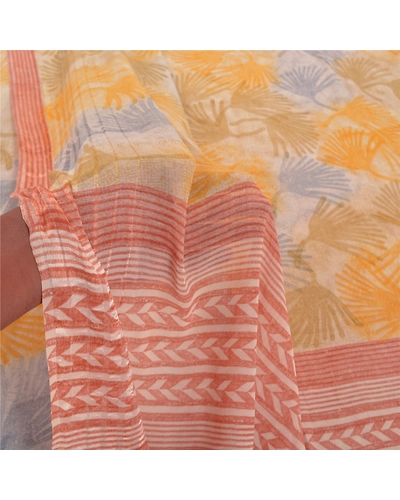 Sanskriti Vintage Pink Sarees Pure Georgette Silk Printed Sari 5Yd Craft Fabric, PRG-9765-Pink-Printed Floral Design-Pure Georgette Silk-4