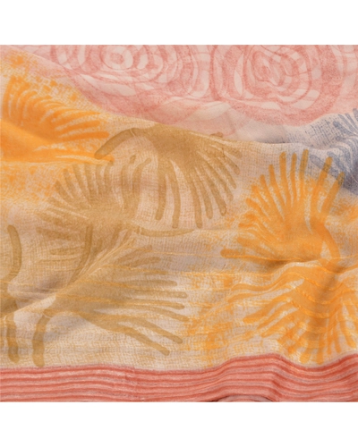 Sanskriti Vintage Pink Sarees Pure Georgette Silk Printed Sari 5Yd Craft Fabric, PRG-9765-Pink-Printed Floral Design-Pure Georgette Silk-6