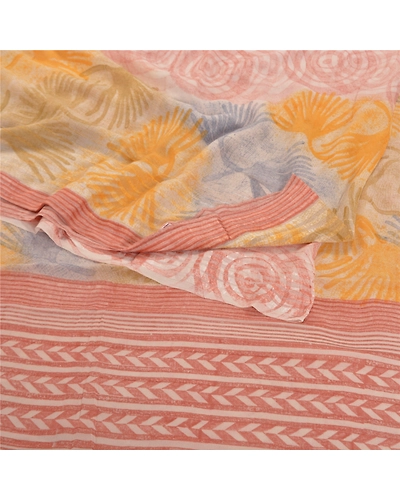 Sanskriti Vintage Pink Sarees Pure Georgette Silk Printed Sari 5Yd Craft Fabric, PRG-9765-Pink-Printed Floral Design-Pure Georgette Silk-7