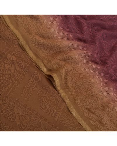 Sanskriti Vintage Purple Sarees Georgette Printed Sari 5Yd Floral Craft Fabric, PRG-9766-Purple-Printed Floral Design-Georgette-1