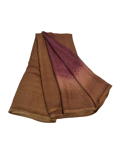 Sanskriti Vintage Purple Sarees Georgette Printed Sari 5Yd Floral Craft Fabric, PRG-9766-Purple-Printed Floral Design-Georgette-2