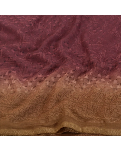 Sanskriti Vintage Purple Sarees Georgette Printed Sari 5Yd Floral Craft Fabric, PRG-9766-Purple-Printed Floral Design-Georgette-6