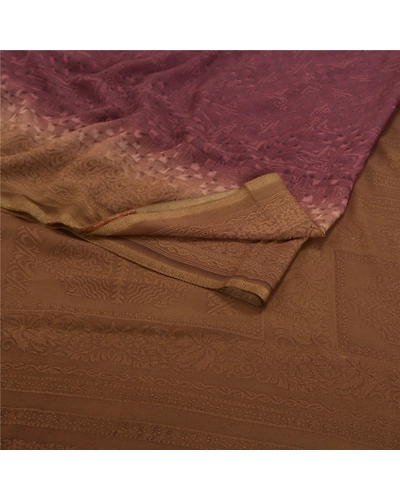 Sanskriti Vintage Purple Sarees Georgette Printed Sari 5Yd Floral Craft Fabric, PRG-9766-Purple-Printed Floral Design-Georgette-7