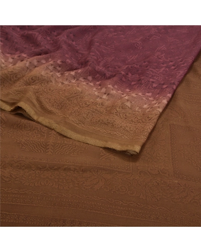 Sanskriti Vintage Purple Sarees Georgette Printed Sari 5Yd Floral Craft Fabric, PRG-9766-Purple-Printed Floral Design-Georgette-9