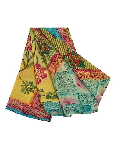Sanskriti Vintage Sarees Blend Georgette Printed Sari Floral Soft Craft Fabric, PRG-9770-Multi-Printed Floral Design-Blend Georgette-2