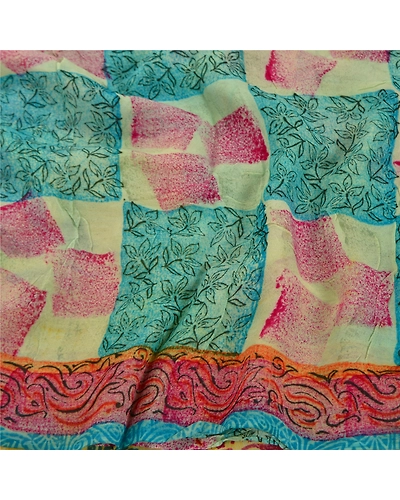 Sanskriti Vintage Sarees Blend Georgette Printed Sari Floral Soft Craft Fabric, PRG-9770-Multi-Printed Floral Design-Blend Georgette-6