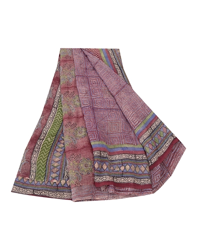 Sanskriti Vintage Purple Sarees Pure Georgette Silk Printed Sari Craft Fabric, PRG-9779-Purple-Printed Floral Design-Pure Georgette Silk-2