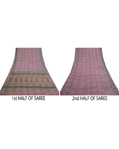 Sanskriti Vintage Purple Sarees Pure Georgette Silk Printed Sari Craft Fabric, PRG-9779-Purple-Printed Floral Design-Pure Georgette Silk-5