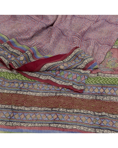 Sanskriti Vintage Purple Sarees Pure Georgette Silk Printed Sari Craft Fabric, PRG-9779-Purple-Printed Floral Design-Pure Georgette Silk-7