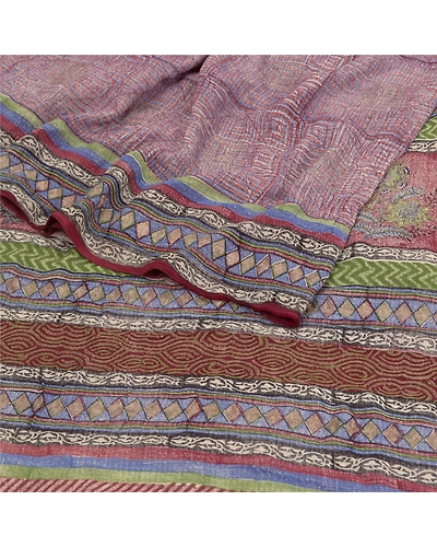 Sanskriti Vintage Purple Sarees Pure Georgette Silk Printed Sari Craft Fabric, PRG-9779-Purple-Printed Floral Design-Pure Georgette Silk-9