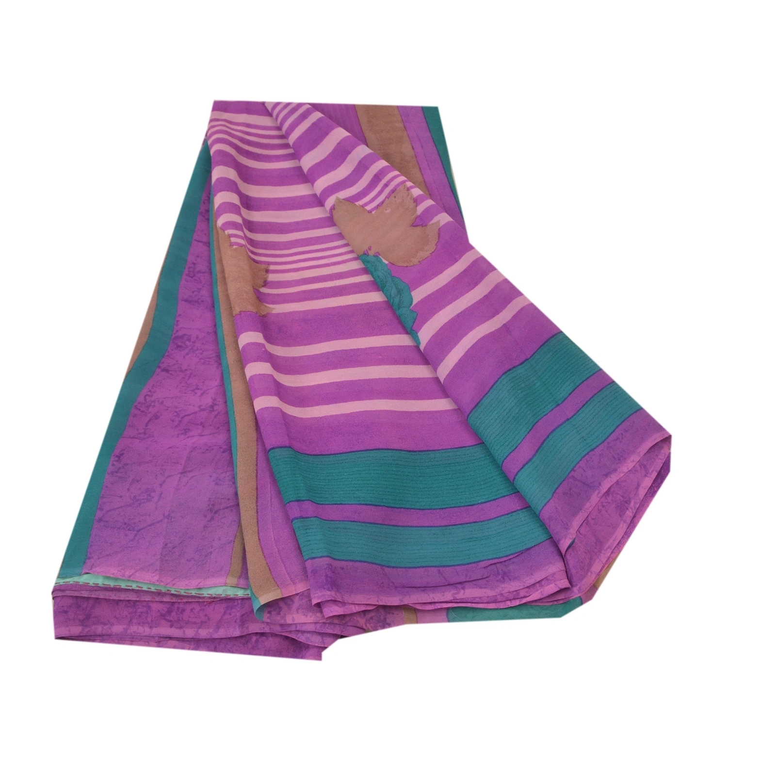 Sanskriti Vintage Purple Sarees Pure Georgette Silk Digital Printed Sari Fabric, PRG-9806-Purple-Printed Floral Design-Pure Georgette Silk-2