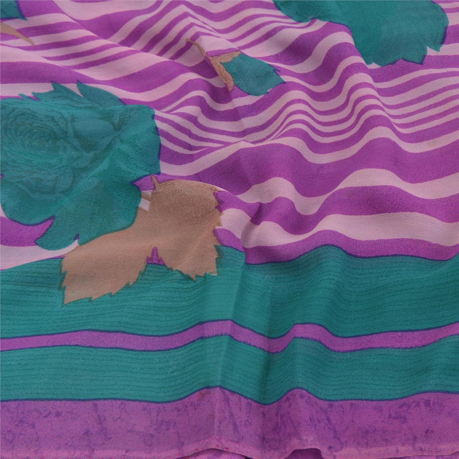 Sanskriti Vintage Purple Sarees Pure Georgette Silk Digital Printed Sari Fabric, PRG-9806-Purple-Printed Floral Design-Pure Georgette Silk-6