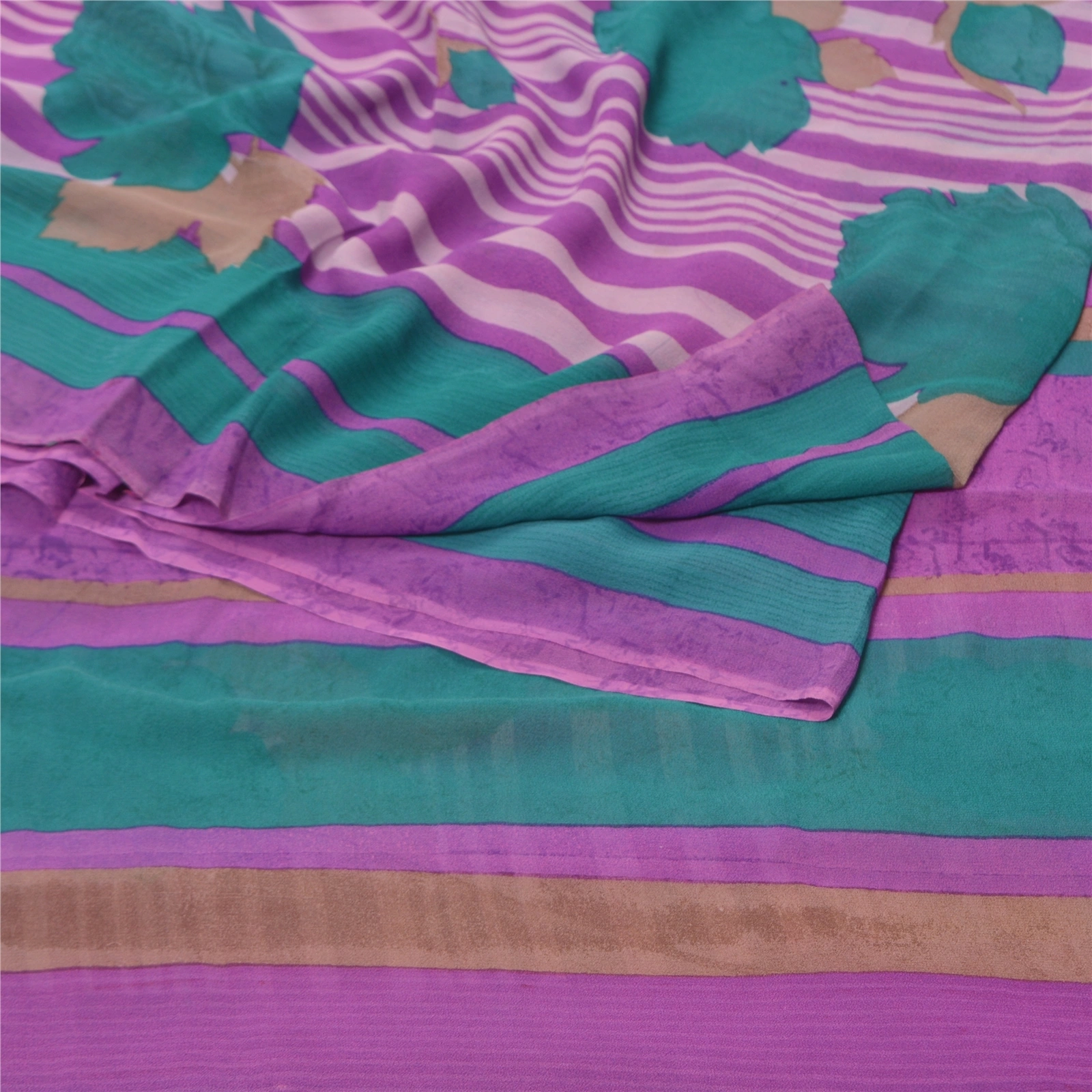 Sanskriti Vintage Purple Sarees Pure Georgette Silk Digital Printed Sari Fabric, PRG-9806-Purple-Printed Floral Design-Pure Georgette Silk-7