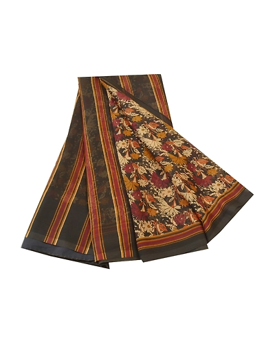 Sanskriti Vintage Red Sarees Poly Chiffon Floral Printed Sari 5Yd Craft Fabric, PRG-9852-Red-Printed Floral Design-Poly Chiffon-2