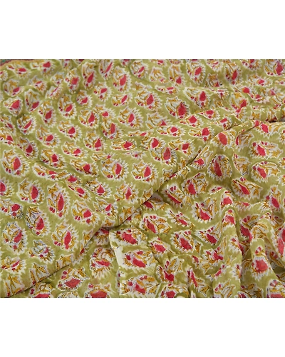 Sanskriti Vintage Green Sarees Blend Georgette Printed Sari Soft Craft Fabric, PRG-9882-Green-Printed Floral Design-Blend Georgette-3
