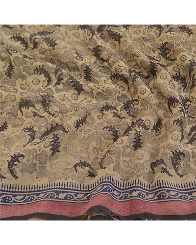 Sanskriti Vintage Shade Of Ivory Sarees Pure Georgette Printed Sari Craft Fabric, PRG-9903-Shade Of Ivory-Printed Floral Design-Pure Georgette Silk-7