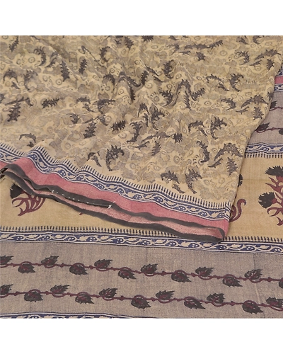 Sanskriti Vintage Shade Of Ivory Sarees Pure Georgette Printed Sari Craft Fabric, PRG-9903-Shade Of Ivory-Printed Floral Design-Pure Georgette Silk-10