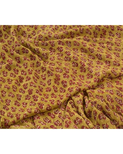 Sanskriti Vintage Green Sarees Pure 100% Georgette Printed Sari Craft Fabric, PRG-9919-Green-Printed Floral Design-Pure Georgette Silk-3