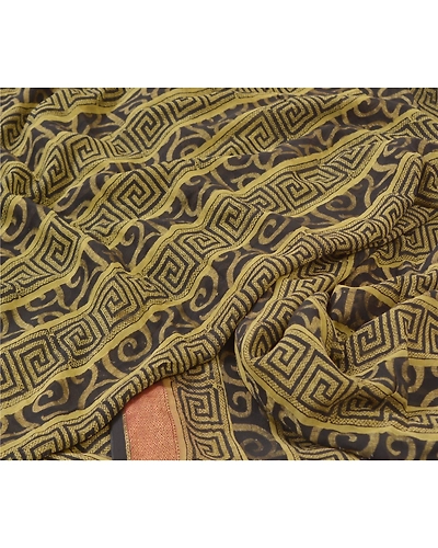 Sanskriti Vintage Olive Green Sarees Pure Georgette Printed Sari Craft Fabric, PRG-9934-Olive Green-Printed Floral Design-Pure Georgette Silk-3