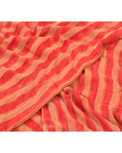 Sanskriti Vintage Red Sarees 100% Pure Georgette Printed Sari Craft Fabric, PRG-9945-Red-Printed Floral Design-Pure Georgette Silk-3