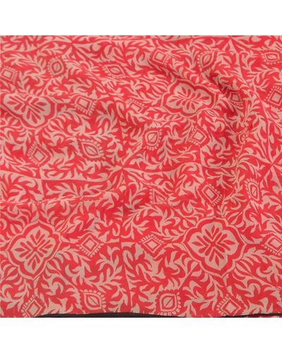 Sanskriti Vintage Red Sarees 100% Pure Georgette Printed 5Yd Sari Craft Fabric, PRG-9953-Red-Printed Abstract Design-Pure Georgette Silk-6