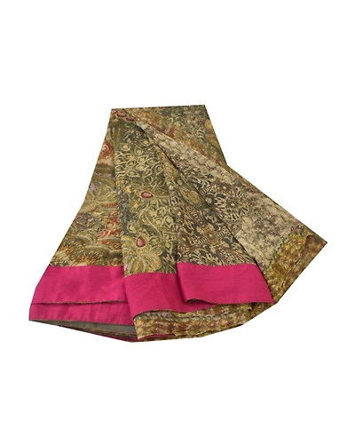 Sanskriti Vintage Green Sarees 100% Pure Georgette Printed Sari Craft Fabric, PRG-9960-Green-Printed Floral Design-Pure Georgette Silk-2