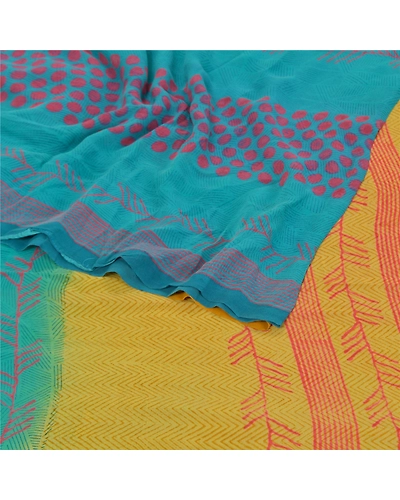 Sanskriti Vintage Shade Of Mustard Sarees Pure Georgette Printed Sari Craft, PRG-9964-Shade Of Mustard-Printed Geometrical Design-Pure Georgette Silk-10
