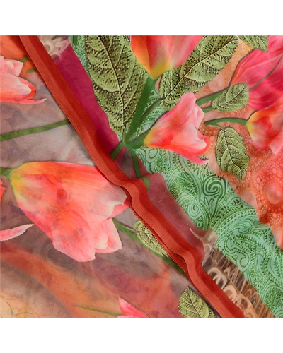 Sanskriti Vintage Multi Sarees Digital Printed Georgette Sari 5Yd Craft Fabric, PRG-11305-Multi-Printed Floral Design-Poly Georgette-1