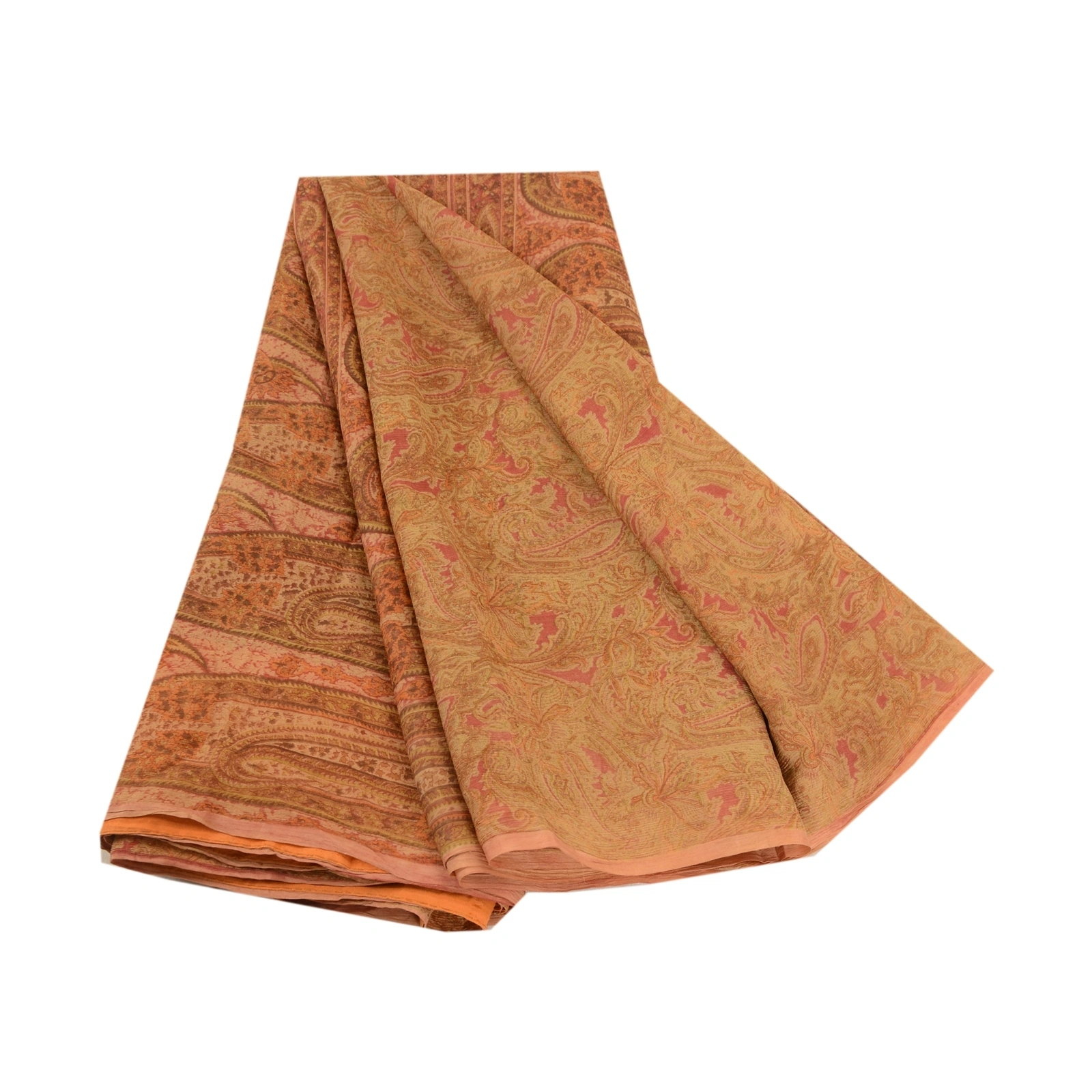 Sanskriti Vintage Sarees Multi Pure Chiffon Silk Printed Sari 5Yd Craft Fabric, PRG-11329-Multi-Printed Floral Design-Pure Chiffon Silk-2