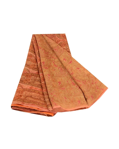 Sanskriti Vintage Sarees Multi Pure Chiffon Silk Printed Sari 5Yd Craft Fabric, PRG-11329-Multi-Printed Floral Design-Pure Chiffon Silk-2