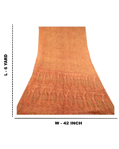 Sanskriti Vintage Sarees Multi Pure Chiffon Silk Printed Sari 5Yd Craft Fabric, PRG-11329-Multi-Printed Floral Design-Pure Chiffon Silk-3