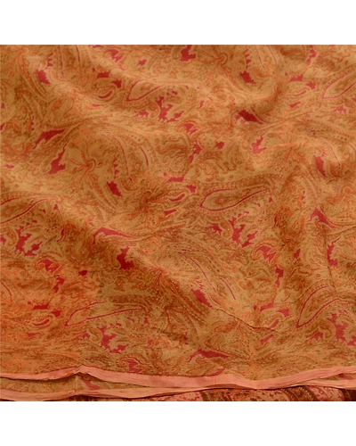 Sanskriti Vintage Sarees Multi Pure Chiffon Silk Printed Sari 5Yd Craft Fabric, PRG-11329-Multi-Printed Floral Design-Pure Chiffon Silk-6