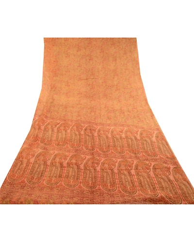 Sanskriti Vintage Sarees Multi Pure Chiffon Silk Printed Sari 5Yd Craft Fabric, PRG-11329-Multi-Printed Floral Design-Pure Chiffon Silk-8