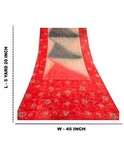 Sanskriti Vintage Sarees Multi Pure Georgette Silk Printed Sari 5Yd Craft Fabric, PRG-11331-Multi-Printed Floral Design-Pure Georgette Silk-3