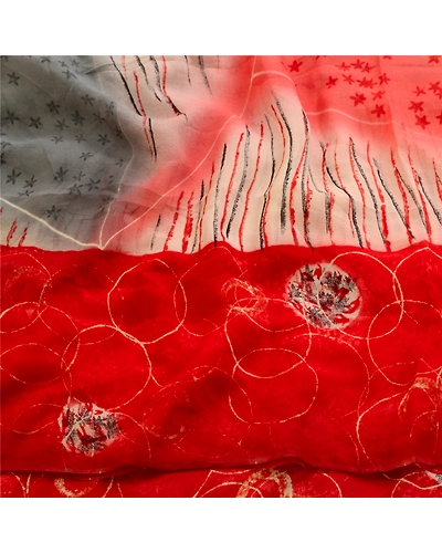 Sanskriti Vintage Sarees Multi Pure Georgette Silk Printed Sari 5Yd Craft Fabric, PRG-11331-Multi-Printed Floral Design-Pure Georgette Silk-6