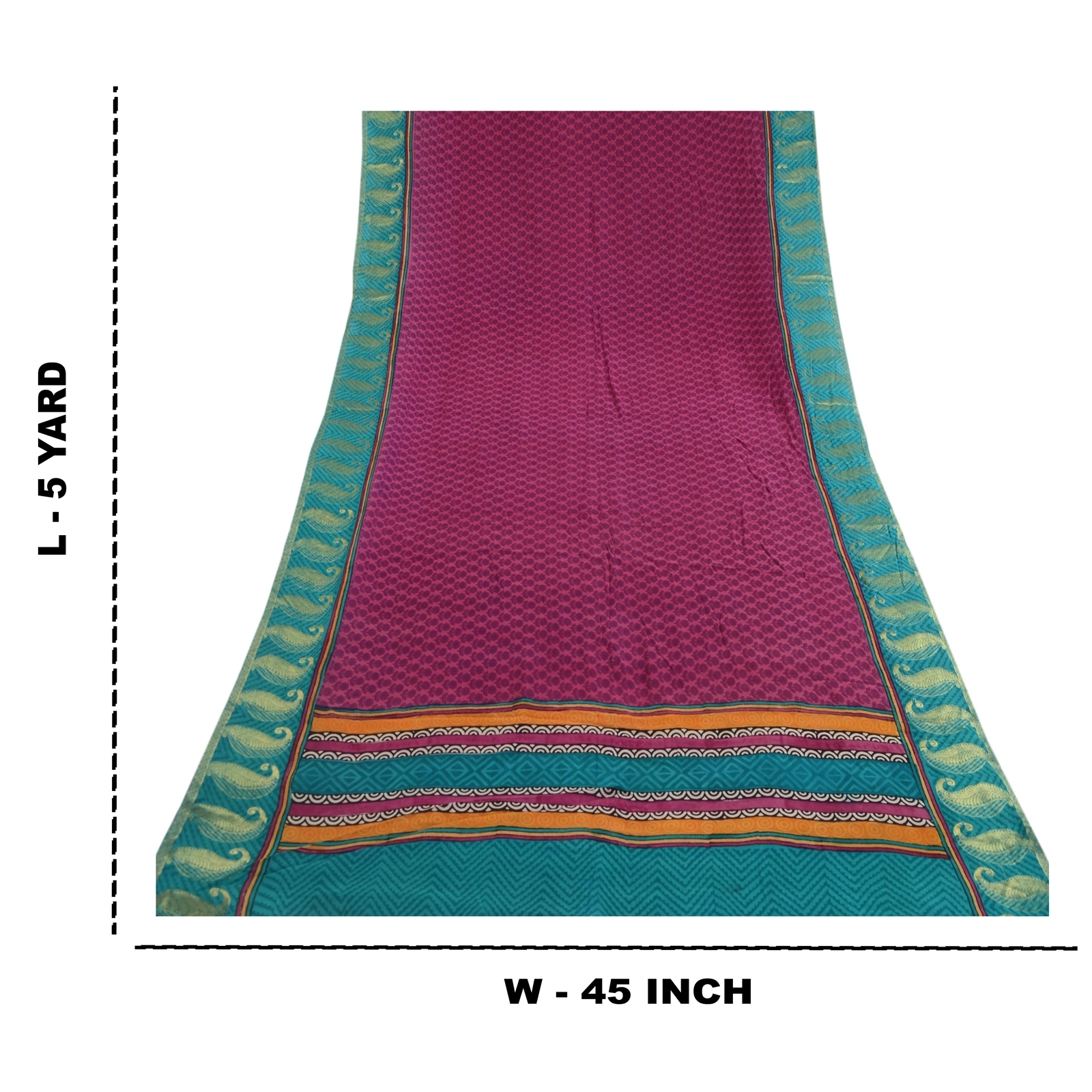 Sanskriti Vintage Sarees Purple Pure Georgette Silk Print Zari Work Sari Fabric, PRG-11340-Purple-Printed Floral Design-Pure Georgette Silk-3